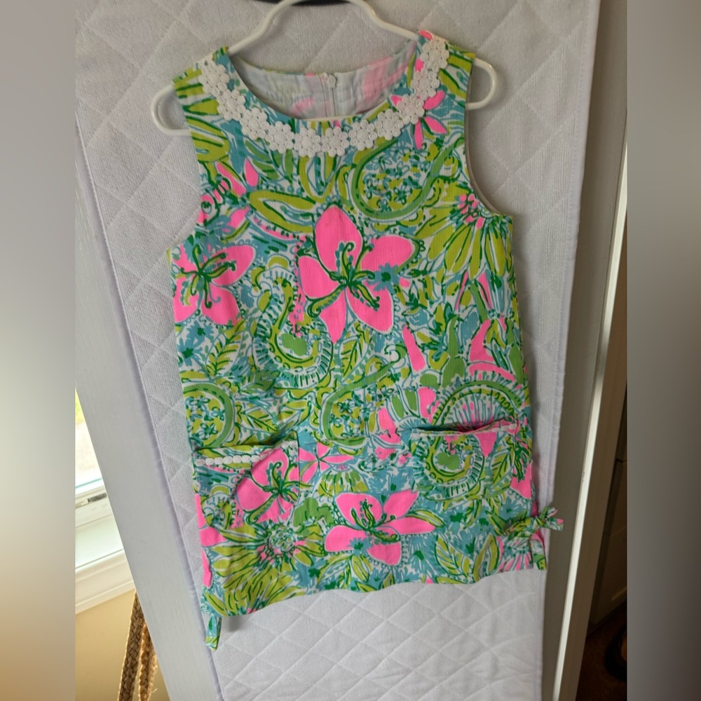 Lilly Pulitzer Pink and Green Casual Dress with Floral Print
